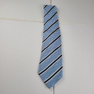 Ermenegildo Zegna Couture Neck Tie, Blue Striped Silk ITALY